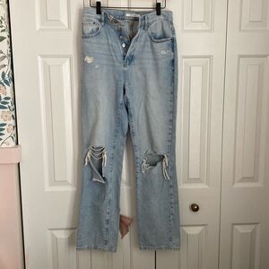 Pacsun Women's Dad Jeans Size 27 Light Wash Distressed Button‎ Fly